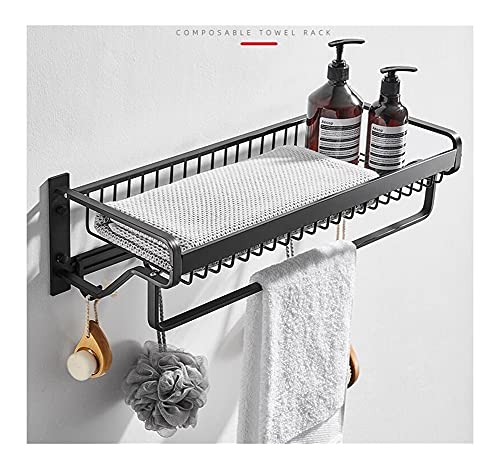 Porte-serviettes mural sans perçage avec étagère de rangement - 3