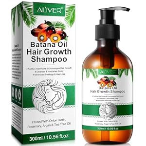 Batana Haargroei Shampoo, 300ml Haaruitval Shampoo voor Dunner Haar voor Vrouwen en Mannen, Kruiden Dikker Voller Haar Shampoo met Rozemarijn