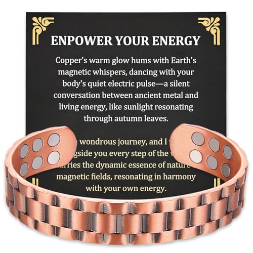 Image of MagEnergy Copper Bracelet for Men, 18X Strength Magnetic Bracelet with 3800 Gauss Magnets, 99.99% Pure Solid Copper, Men's Jewelry Gift (Copper-Classic)