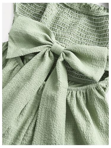 Girl's Bowknot Open Back Princess Dress Criss Cross Ruffle Smocked Vacation Sundresses3