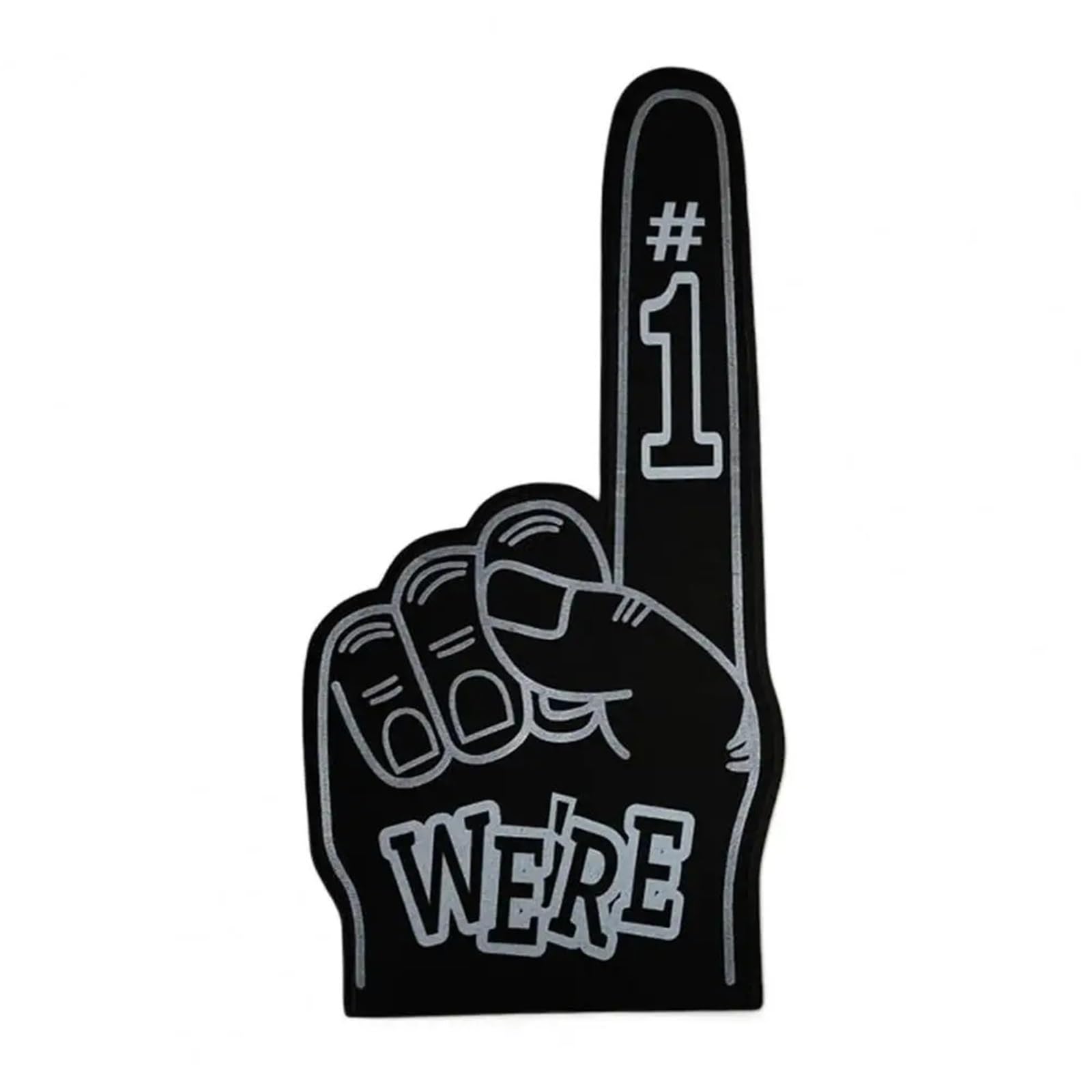 2pcs Cheerleading Foam Finger We're Number 1 Hand Sports Events Celebration Victory Fan Cheering Prop for Parties Celebration(Black)