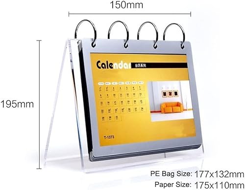 Miniatura 3 de Organizador de calendario acrílico, soporte de menú para fotos, escritorio de mesa, álbum abatible con pantalla de bolsillo de PVC, fotos de