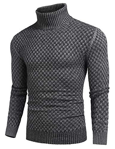 Coofandy Men Slim Fit Sweater Thick Wool Casual Basic Turtleneck Pullover Winter #TOP28