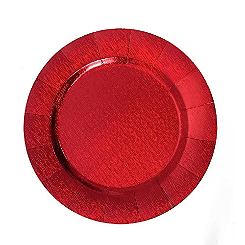10 Platos Desechables Redondos de Cartón Rojo 13 Pulgadas miniatura 1