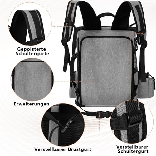 OUUTMEE Haustier-Rucksack für kleine Hunde Hundetragetasche erweiterbares faltbares Netzfenster Geeignet für Kurze Reisen Tragfähigkeit 10 kg Grau
