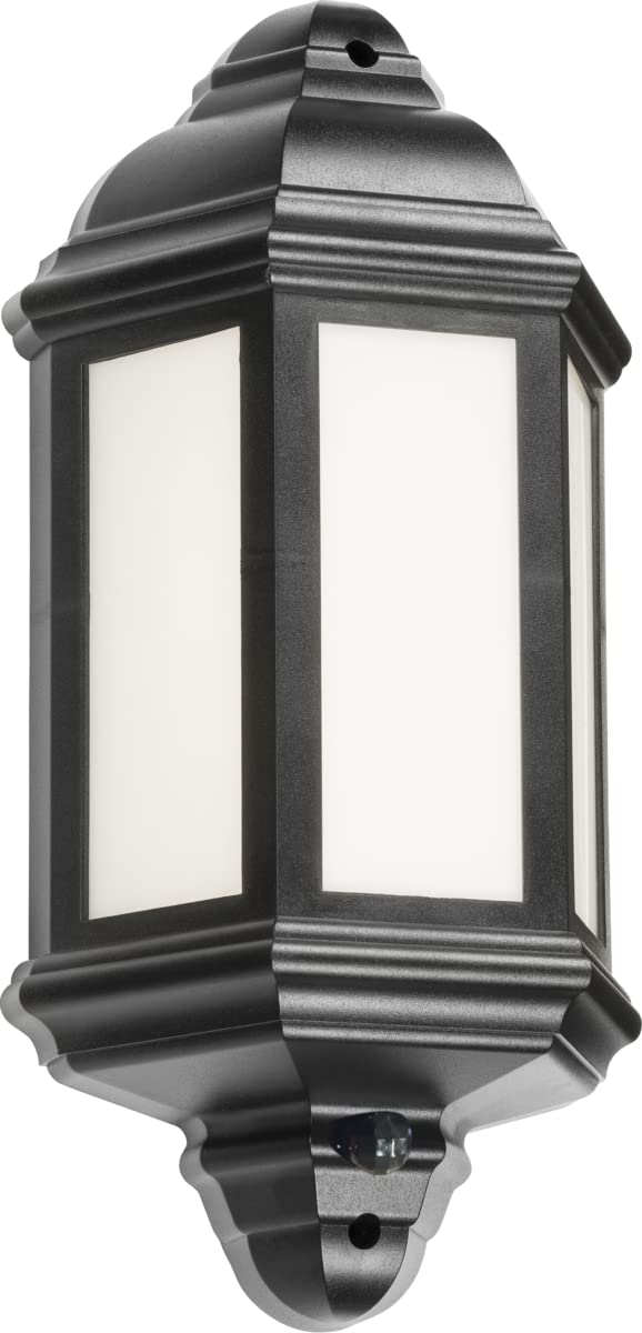 Knightsbridge Black 230V Ip54 Led Half Wall Lantern With Photocell Sensor