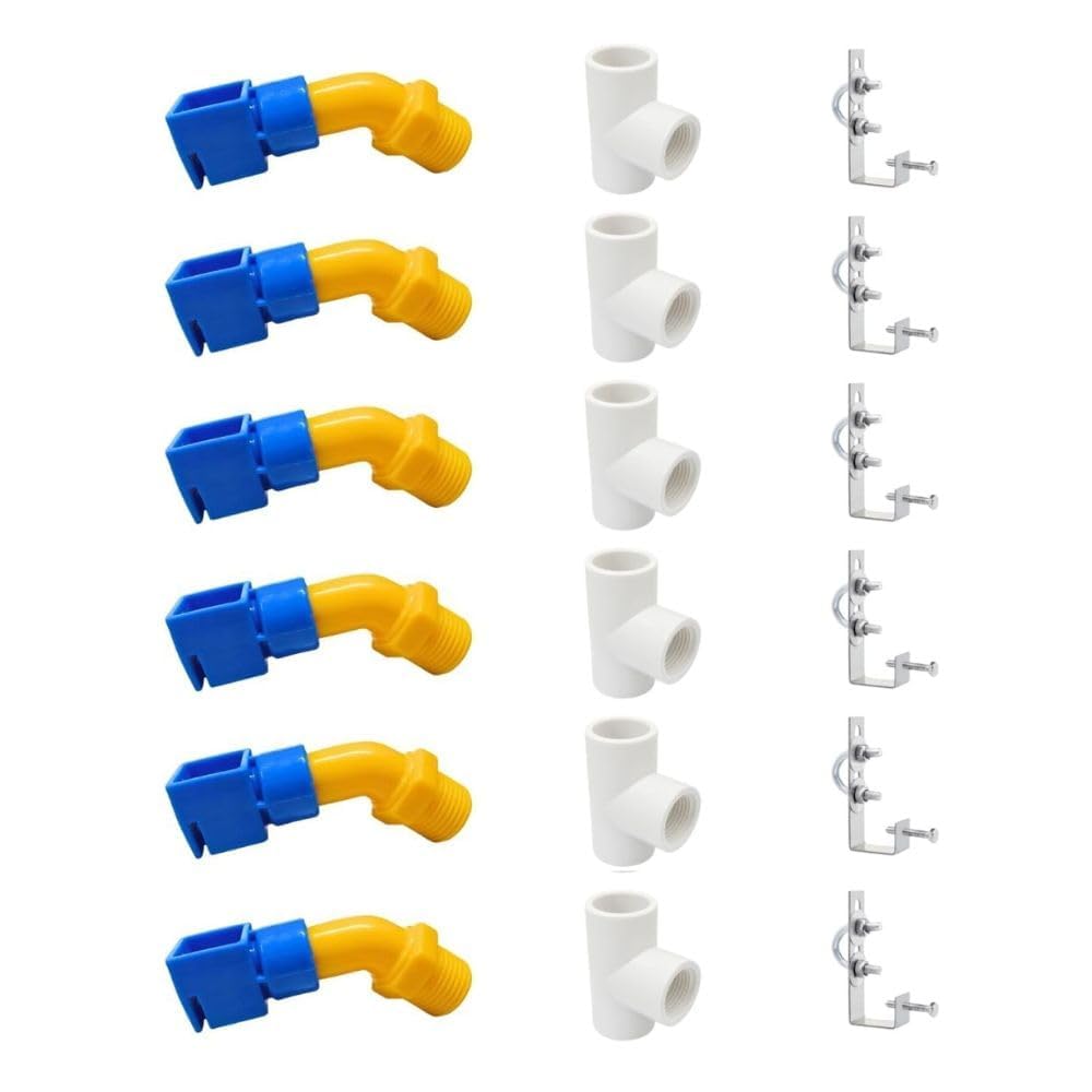 Solar Panel Cleaning Kit Sprinkler System 18-Piece with 1/2-Inch PVC Nozzles, Tee Connectors & L-Type Clamps for Rooftop Panels