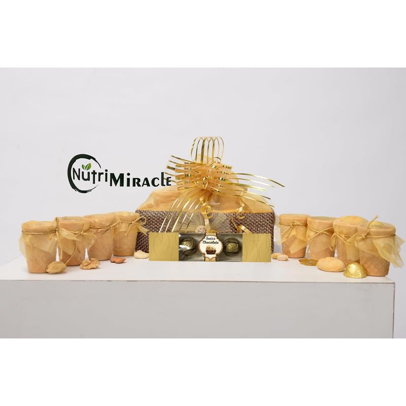 Image of NUTRI MIRACLE Corporate Edible Cups Dry Fruits Hamper for Diwali | Assorted Gourmet Eco Friendly Chocolate Nuts