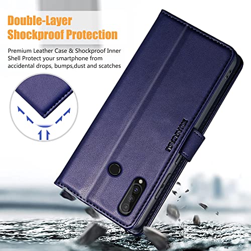Coque Huawei P30 Lite bleue en cuir avec verre trempé inclus - 2