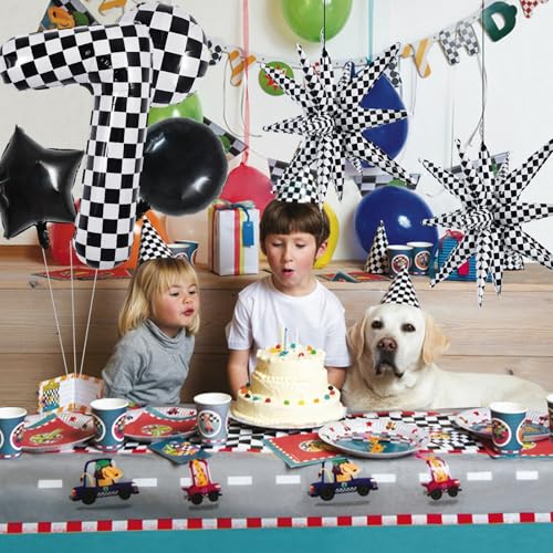 Image of TONIFUL 7th Birthday Balloons Kit 40 Inch Checkered Number 7 Foil Balloon