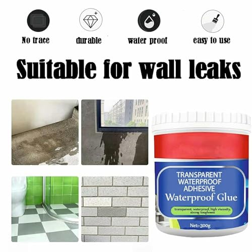 Image of ZHUQUA 1 Crack Seal Glue 300gm with Brush Transparent Waterproof Glue for Roof Leakage Crack Seal Agent Roof Water Leakage Solution Water Proof Glue Transparent Glue Waterproofing for Pipe Wall Tiles