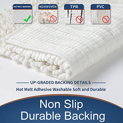 Yimobra Original Luxury Chenille Bathroom Runner Rugs, 70 X 24 Inches, Soft, Long Large Bath Mats, Super Absorbent, Non-Slip, Machine Washable, Carpets For Home, Nursery, Bed Living Room, Bright White #TOP3