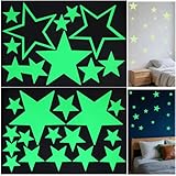 IANFAN 27 Stück Leuchtende Stern Aufkleber, 3 Größen Leuchtsterne Kinderzimmer Leuchtsterne Selbstklebend Leuchtende Sterne für Kinderzimmer für Wände und Decken Deko