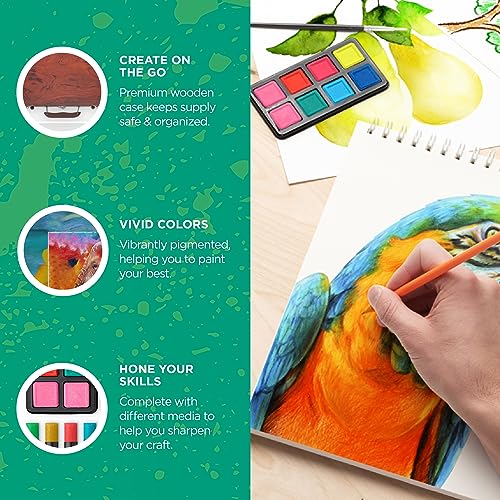 Art Supplies, Norberg & Linden XXL144 conjunto de arte em caixa de madeira de luxo com gaveta, inclu