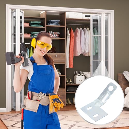 Kit de herrajes para puertas plegables PATIKIL, 3 piezas, alineador superficial para puertas bipliegue, color blanco, acero al carbono miniatura 4