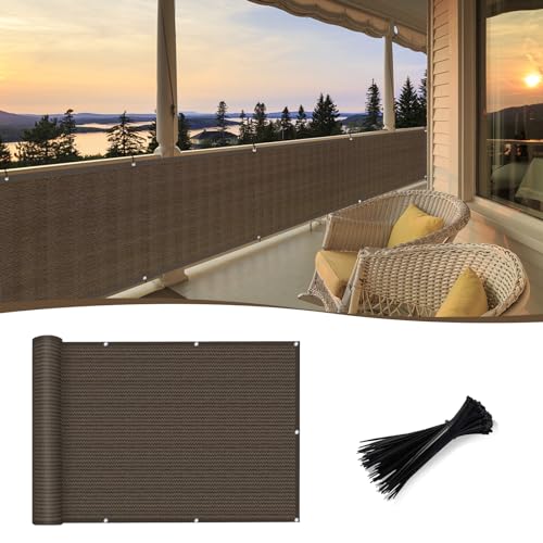 SUNNY GUARD 3'x10' Brown Balcony Deck Privacy Screen...