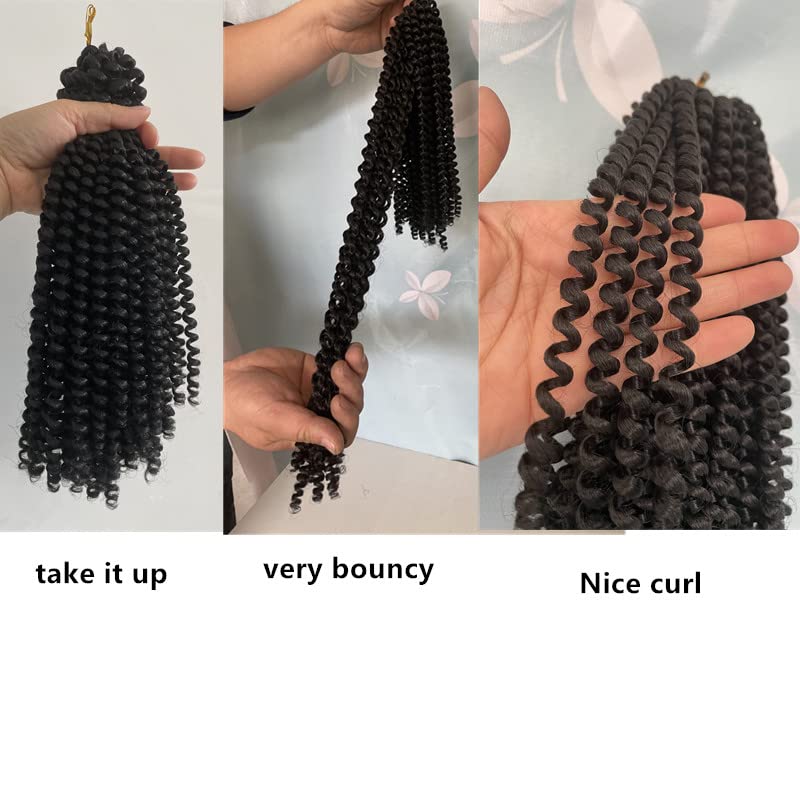 Miniatura 3 de Paquete de 3 extensiones de cabello sintético con giro de resorte de 8 pulgadas, 3 paqueteslote de extensiones de cabello trenzado con rebote (8