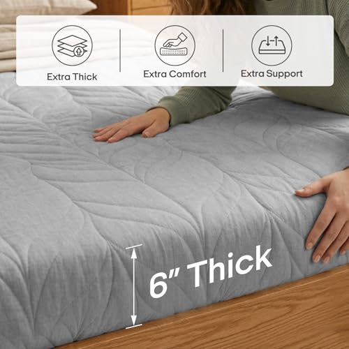 Image of ZonLi Japanese Floor Mattress Futon Mattress King Size, 6 inch Thicken Roll Up Tatami Mat 100% Cotton Washable Cover, Portable & Foldable Floor Bed Mattress for Sleeping, Dormitory, Adult, Grey