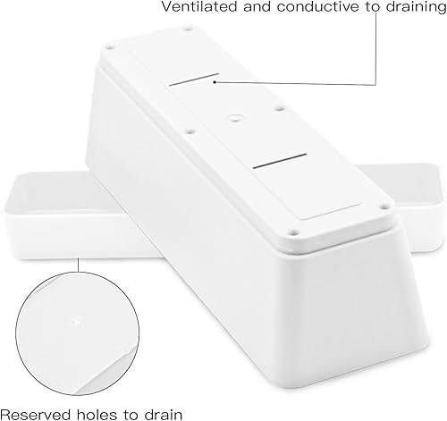 Miniatura 3 de Lainrrew Paquete de 3 macetas de ventana, maceta rectangular de 12 pulgadas, macetas de plástico con bandeja para balcón, alféizar de ventana,