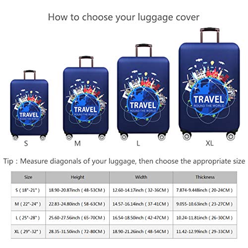 TRAVEL KIN Thickened Luggage Cover, 18/24/28/32 Inch Suitcase Spandex Protective Cover (XL-29-32 inch)2