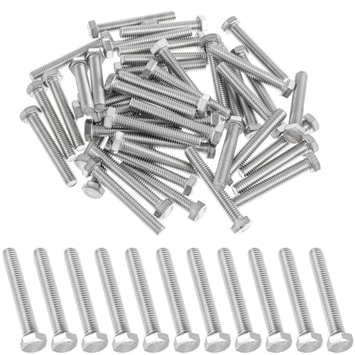 Image of Zonon 50 Pcs 3 /8-16 x 2-1 /2 inch Hex Head Screw Bolt 18-8 (304) Stainless Steel Hexagon Bolts, Fully Threaded, Plain Finish, External Hex Drive (Silver)