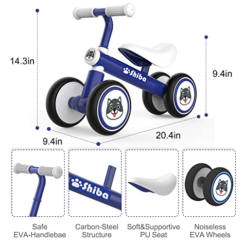 Image of Wdmiya Baby Balance Bike Toys for 1 Year Old Boys Gifts, 10-36 Months Toddler First Bike with No Pedal, 4 Silence Wheels & Soft Seat, One Year Old Boy Birthday Gift for Christmas (Blue Shiba Inu)