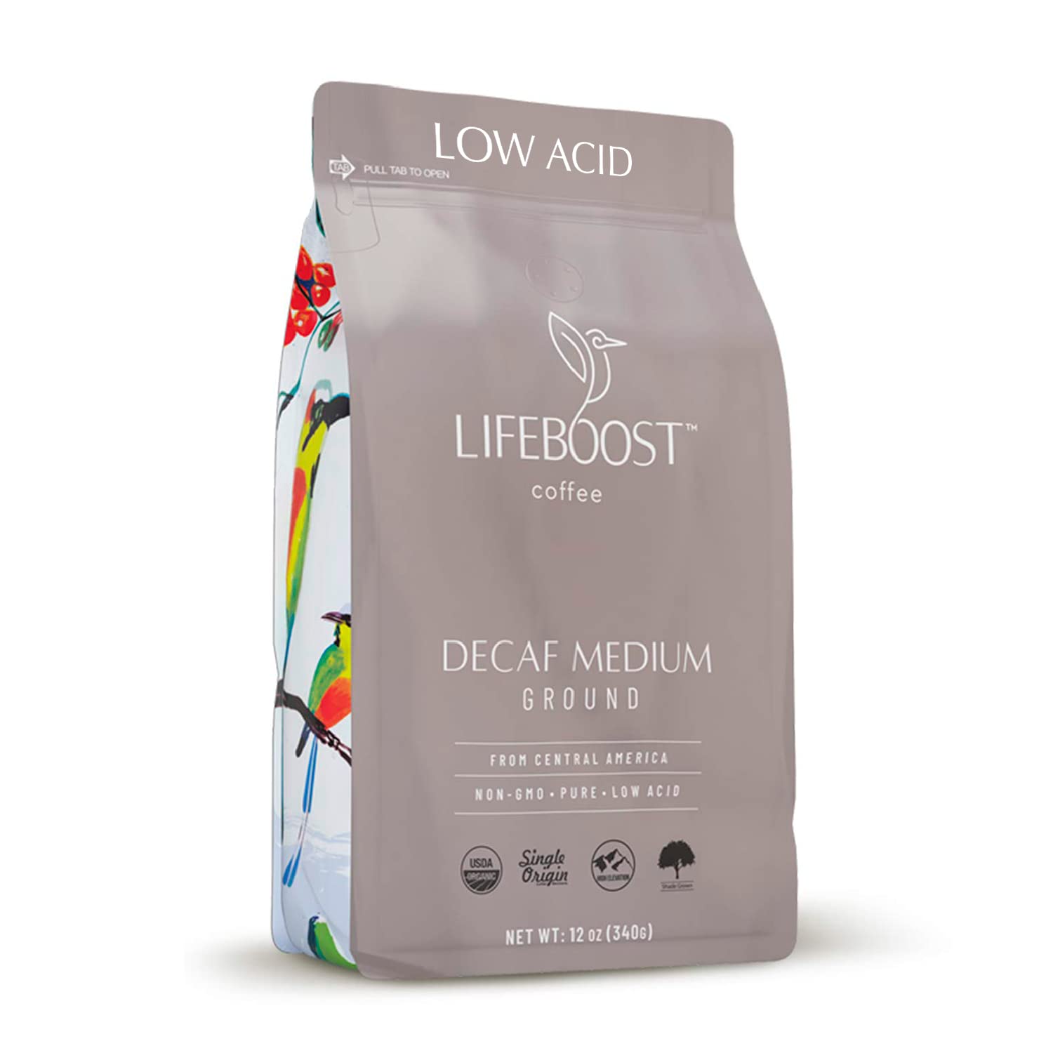 Lifeboost Coffee Medium Roast Swiss Water Decaf Coffee Ground Low