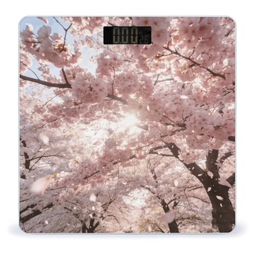 Báscula digital de baño color rosa con plataforma de vidrio templado