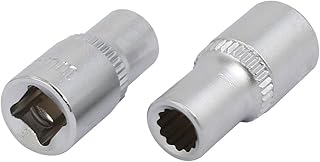 Aexit 25mm Long Hand Operated Tools 1/4-inch Square Drive 5.5mm 12-Point Impact Socket Silver Tone 2pcs Model:72as289qo292
