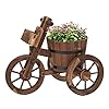 Kinfant wooden raised tricycle planter indooroutdoor decorative flower plant with bucket and wheels for patio backyard balcony garden decor  urban country home decor
