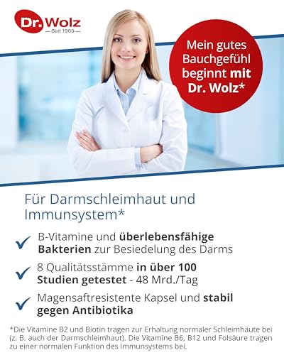 Dr. Wolz Darmflora plus select* - 80 Kapseln hochdosiert - 8 Milchsäurebakterien-Stämme - 48 Mrd Bakterienkulturen pro Tag - Kulturen Komplex für Darmschleimhaut & Immunsystem - Darm-Kur* - vegan