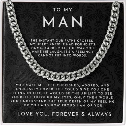 I Love You Gifts For Him Husband Boyfriend Sentimental Gifts From Wife Girlfriend To My Man Birthday Gift Ideas Cuban Link Chain Necklace Jewelry For Anniversary Christmas Valentines Day