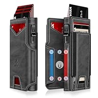Wallet for Men Wallet with Slim Pop Up Card Holder 9-13 Cards, Bifold Minimalist Smart Wallet RFID Blocking Credit Card Holder with ID Window & Stretchable Cash Slot Compact Metal Aluminum Card Case