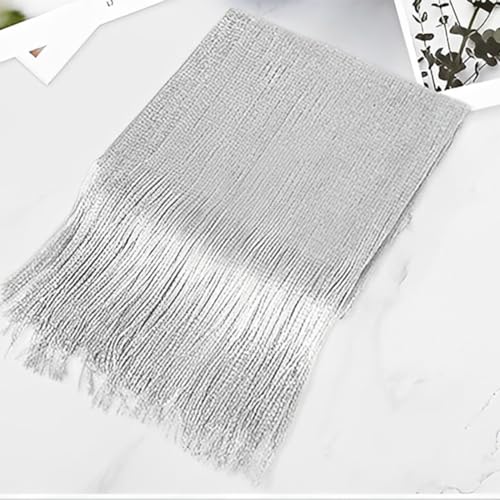Funkelnde metallische Tücher und Wickel, Schimmernder Schals und Wraps mit Fransen Schal Silberner Schal für die Abendparty Formale Kleider Hochzeit Brautjungfer (mit kostenloser Schalschnalle)