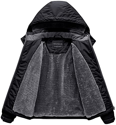 Creatmo Us Girl's Mountain Waterproof Ski Jacket Kid's Warm Winter Snow Coat Youth Outdoor Snowboard Snowsuit Black 8 #TOP2
