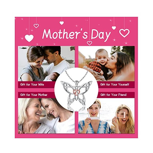 Sterling-Silver-Butterfly-Necklace-Celtic-Jewelry-Gifts-for-Women-Butterfly-Lovers MANBU Sterling Silver Butterfly Necklace - Celtic Jewelry Gifts for Women Butterfly Lovers (rosegold heart necklace)