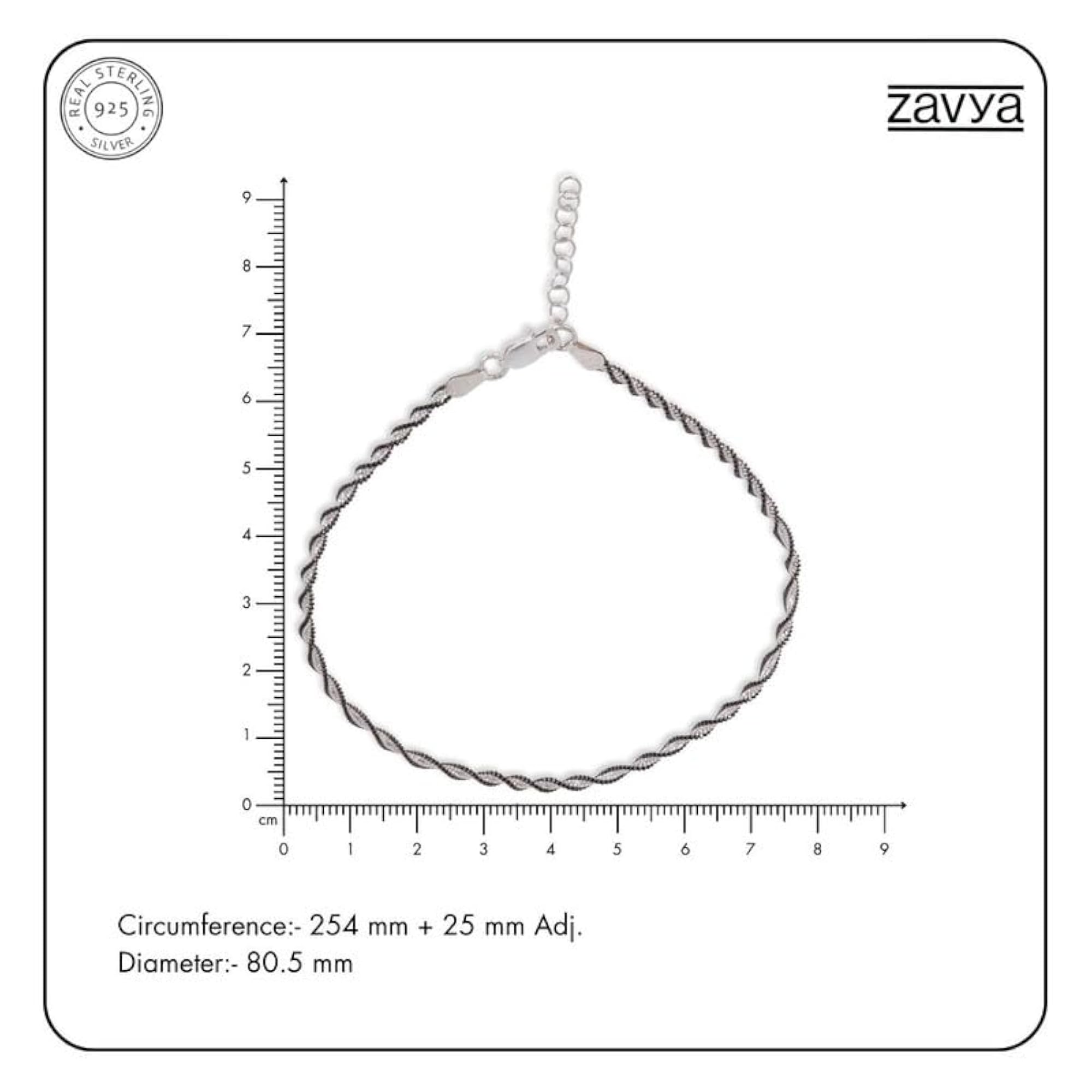 925 Sterling Silver Twisted Chain Anklet