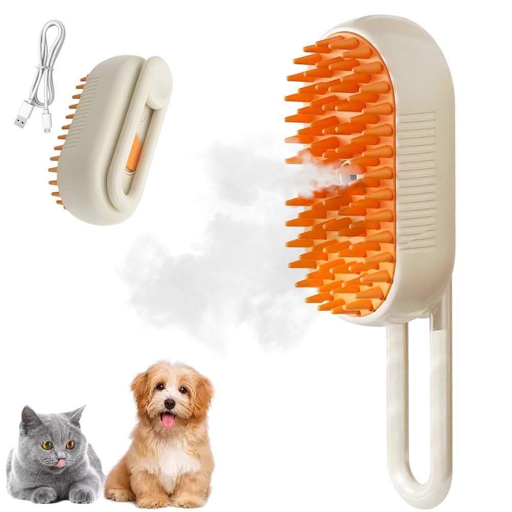 Cepillo de vapor para gatos,3 en 1,Cepillo Masaje a Vapor para Gato,Peine Mascotas con Spray Cepillo Gato,Eléctrico para gatos cepillo de pelo de gato para eliminar el pelo enredado y suelto