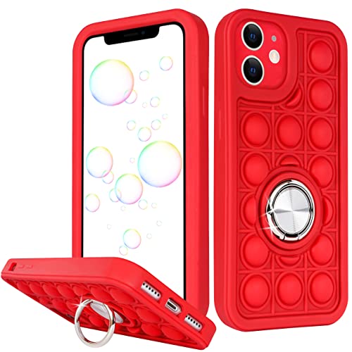 Joyleop Red Bubble Case for iPhone 11 Fidget Design Unique Silicone Cute Fun Cover Girly Fashion Girls Boys Kids Cases,Funny Kawaii with Metal Ring Buckle for iPhone 11 6.1