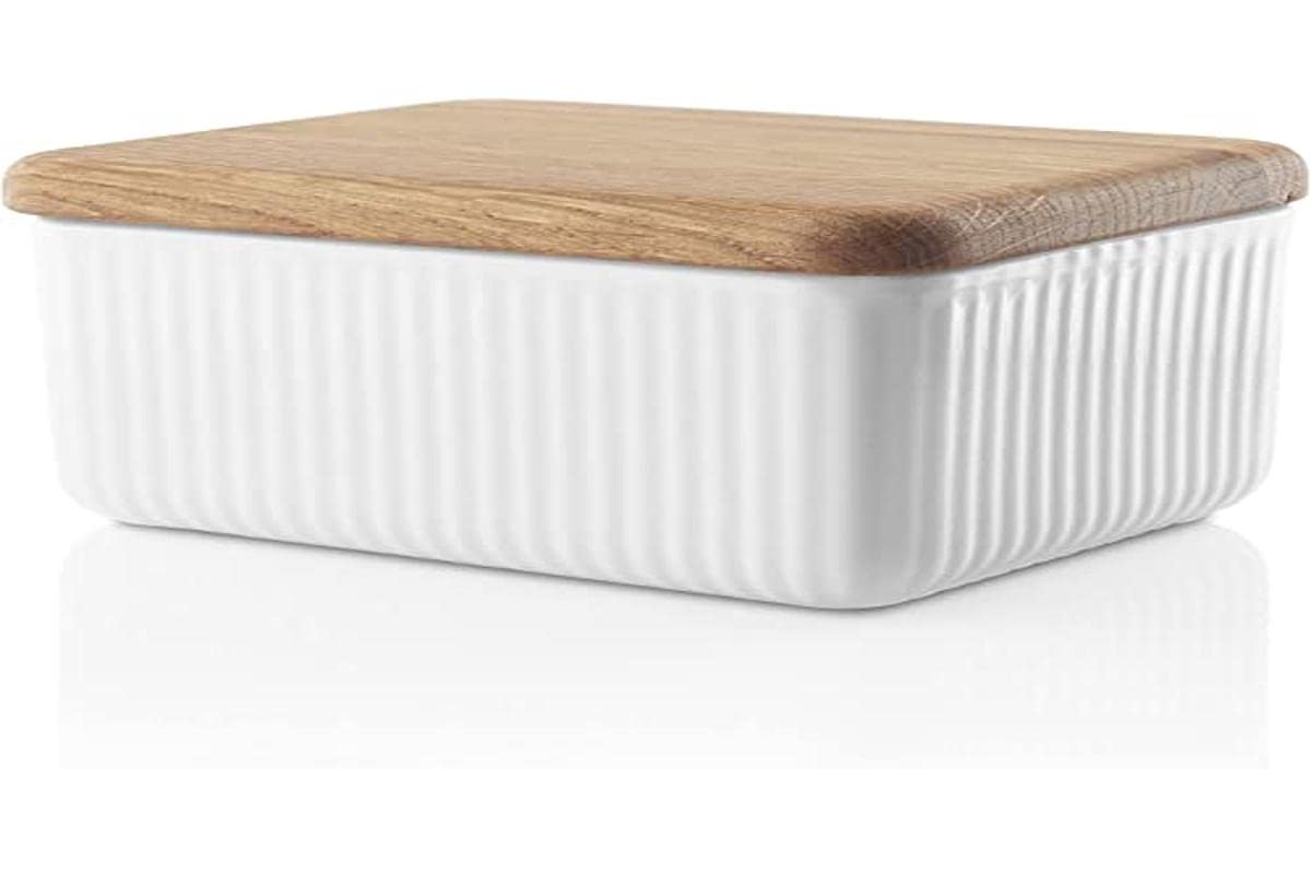 EVA SOLO M198302 Beurre Dish avec Couvercle en chêne Legio Nova, Blanc, m