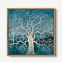 Framed Canvas Wall Art Gold Trees Canvas Prints Home Artwork Decoration for Living Room,Bedroom - 16x16 inches