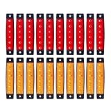 (Pack of 20) LEDVillage 10 pcs Amber + 10 pcs Red 3.8