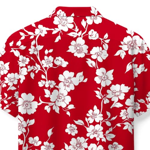 Image of Men's Floral Button-Down Shirt, Cotton Blend Stretchable, Casual Printed Striped Stylish Shirt