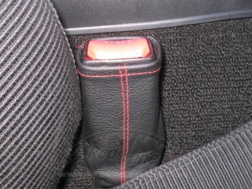 RedlineGoods Seatbelt Covers Compatible with Mazda Miata NA 1990-97. Tailor Made - not Universal. Genuine top-Grade Italian Black Suede (Alcantara) with Red Thread
