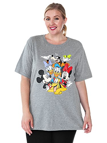 Disney Womens Plus Size T-Shirt Mickey Minnie Mouse Donald Daisy Pluto (Grey, 3X)