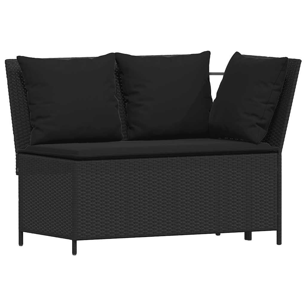 Ecklounge Rattan Gartenlounge Set Gartenmöbel Klein Sofagarnitur Balkonlounge Balkon Loungemöbel Rattan Gartensofa mit Kissen Schwarz 4-TLG Type-1