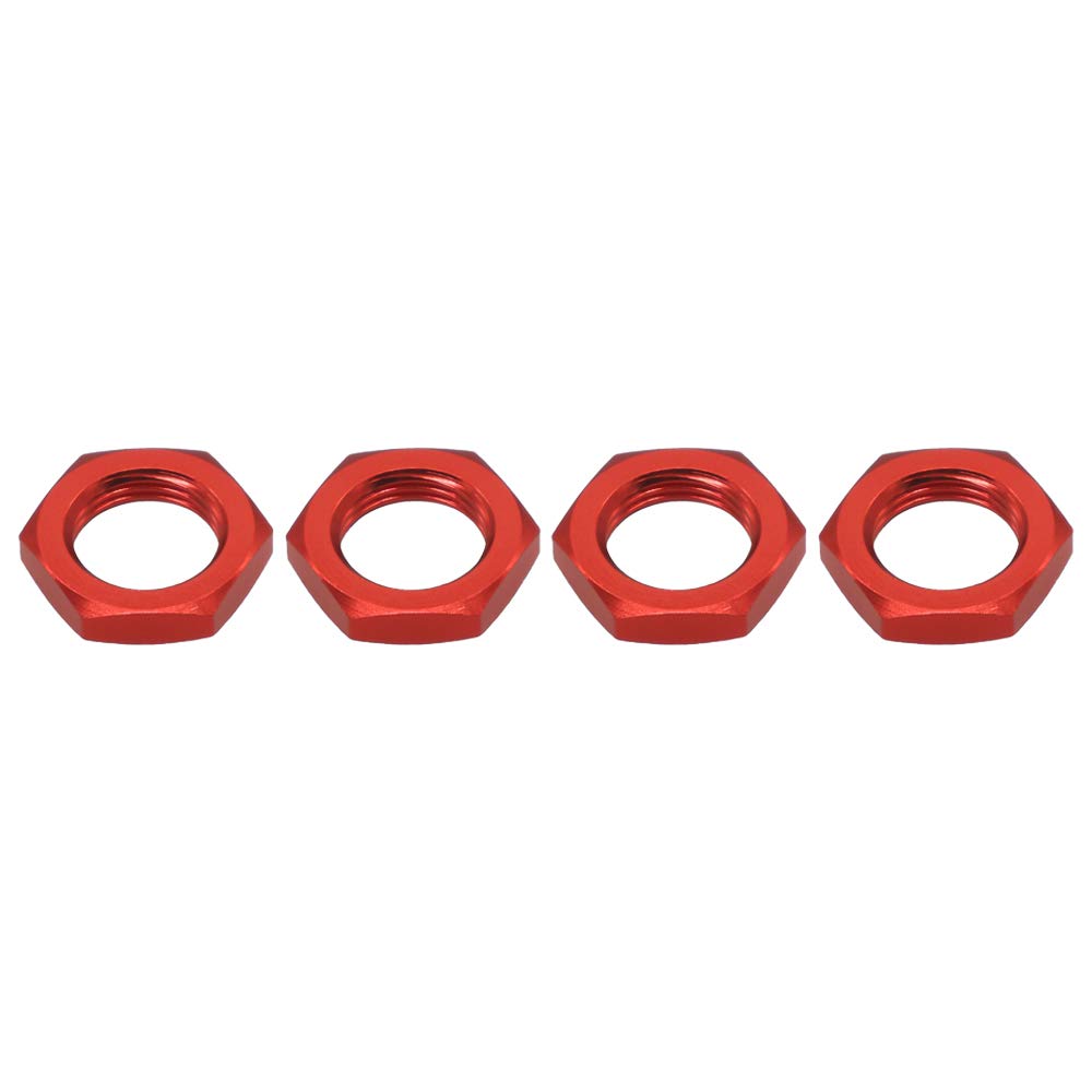 4pcs Alloy Wheel Nut 17mm Thread 1.0 for Arrma 6s Notorious Kraton Outcast Typhon Talion Infraction Limitless Felony(red)