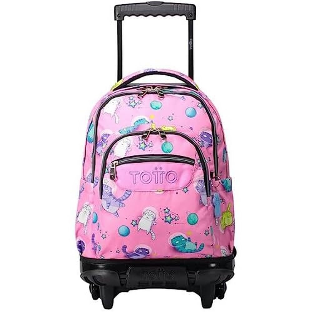 TOTTO Mochila escolar con ruedas gatos astronautas - Renglones TAMAÑO GRANDE