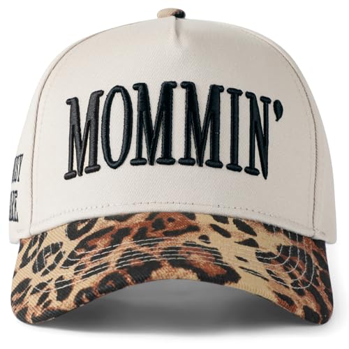 Mommin Trucker Hat Mom Hat Embroidery Adjustable Baseball Cap for Women Mothers Day Great Gifts for Mom Wife Stepmom (Leopard color1)