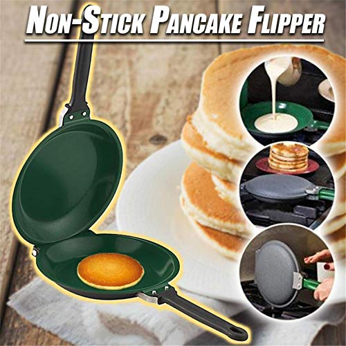 Double Side Non-Stick Pan, Flip Folding Frying Pan With Ceramic Coating, Crepe Pan Maker, 7.5